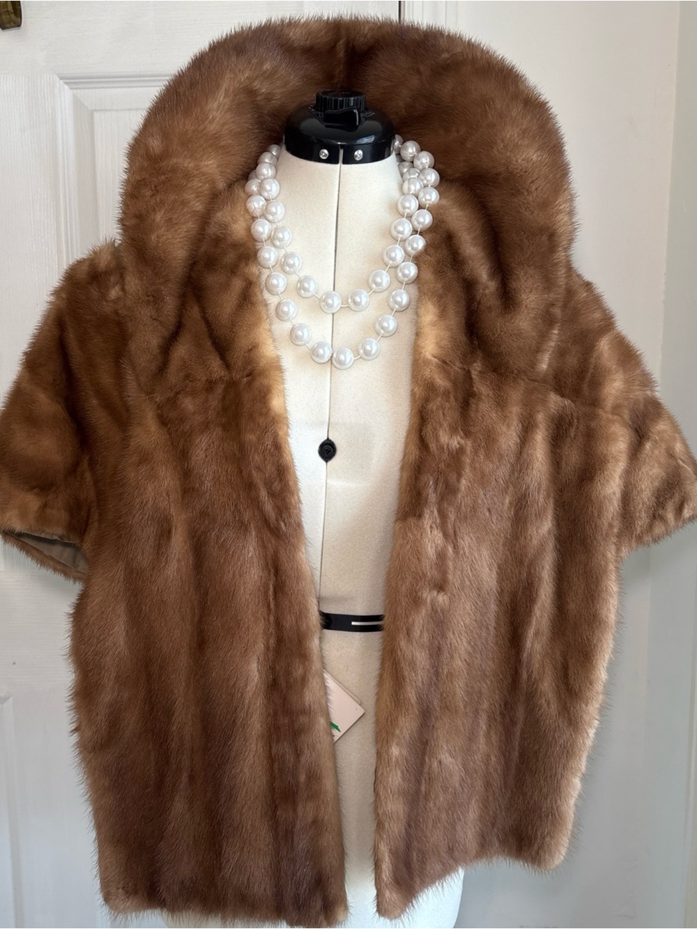 NWT MCM 1950s Mink Fur Stole Capelet Shrug Honey Autumn Haze Brown mob wife